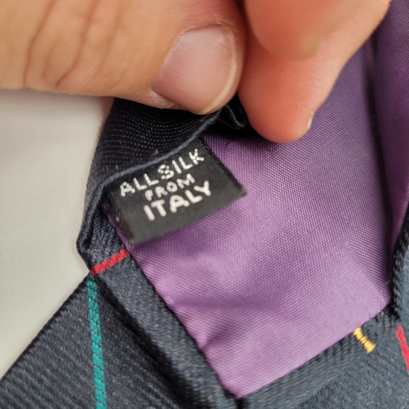 PAUL STUART | 100% silk multicoloured windowpane plaid tie - Picture 4 of 5